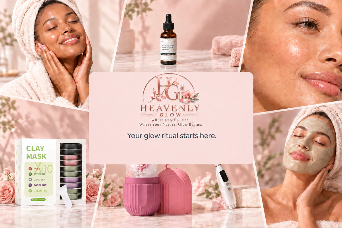 Heavenly Glow banner with light pink centre card